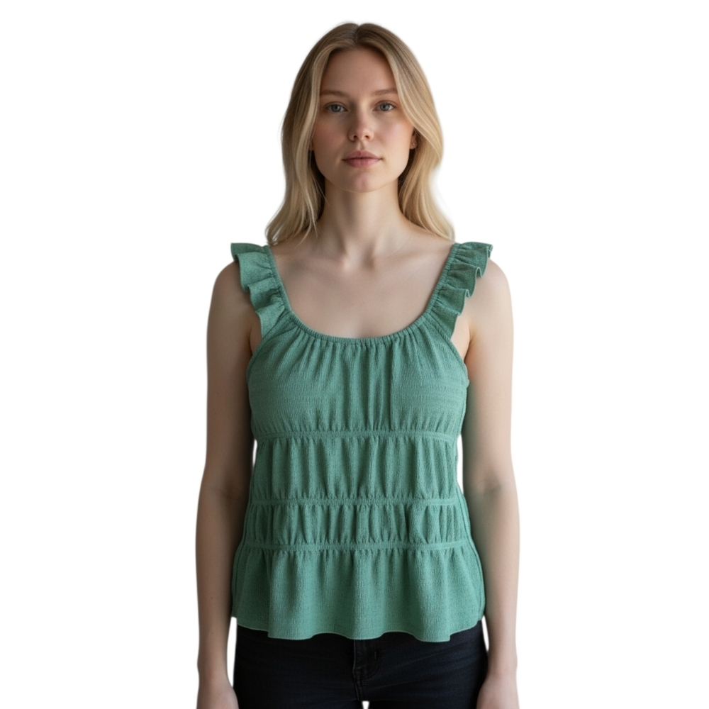 Heyson Flutter Sleeve Emerald Green Tank Top L Coquette Cottagecore
